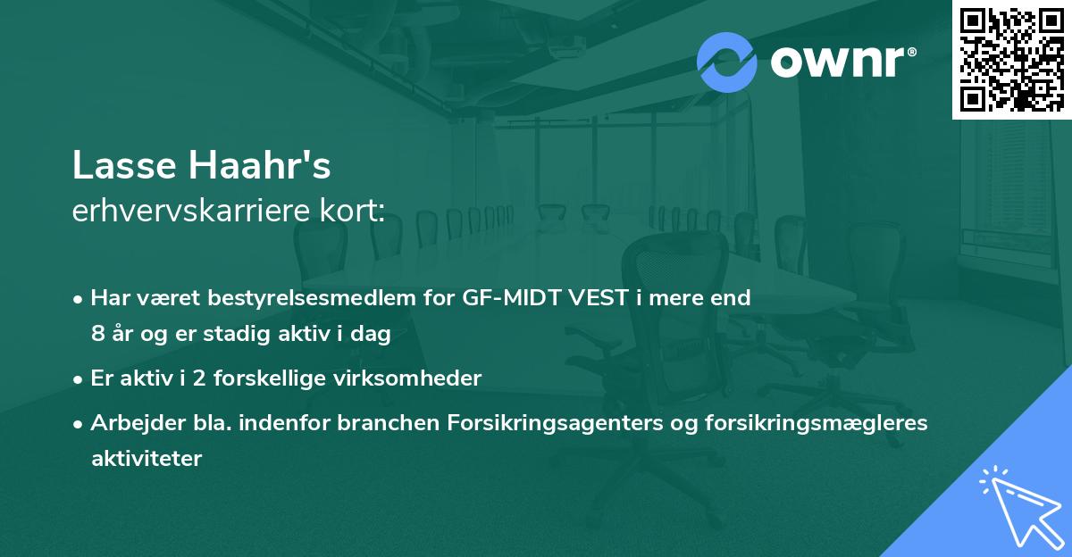 Lasse Haahr's erhvervskarriere kort