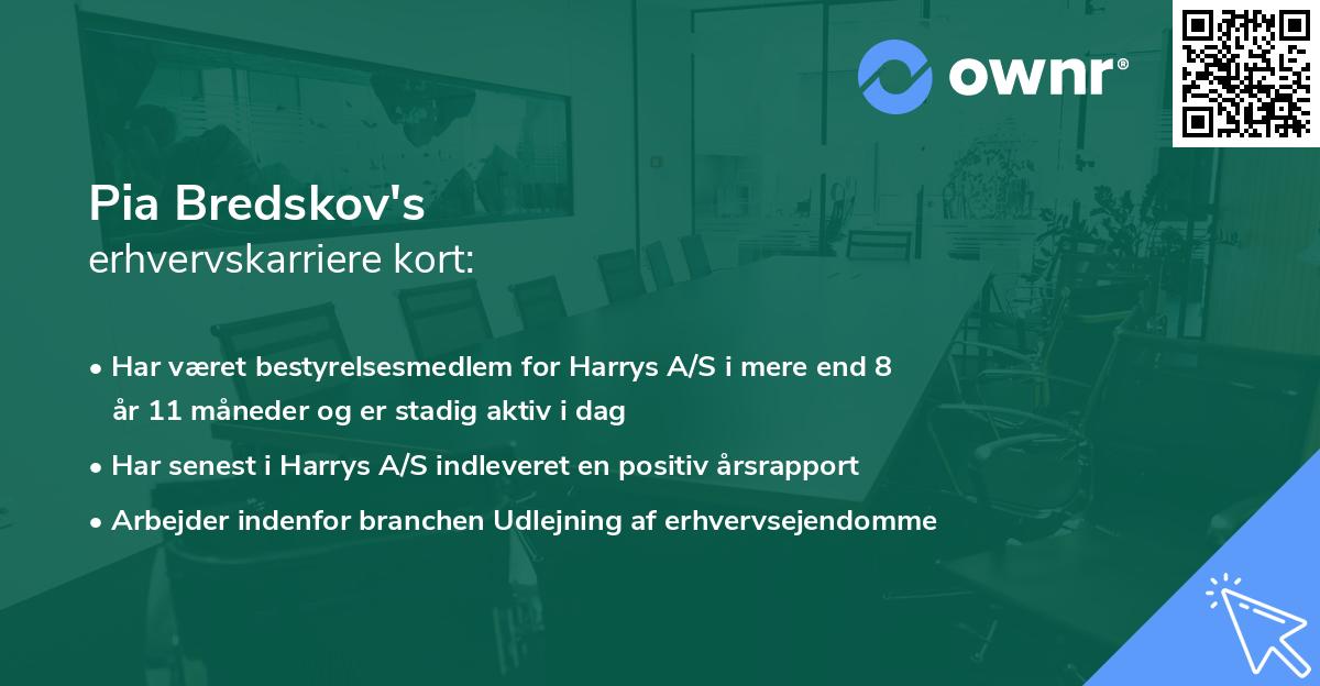 Pia Bredskov's erhvervskarriere kort