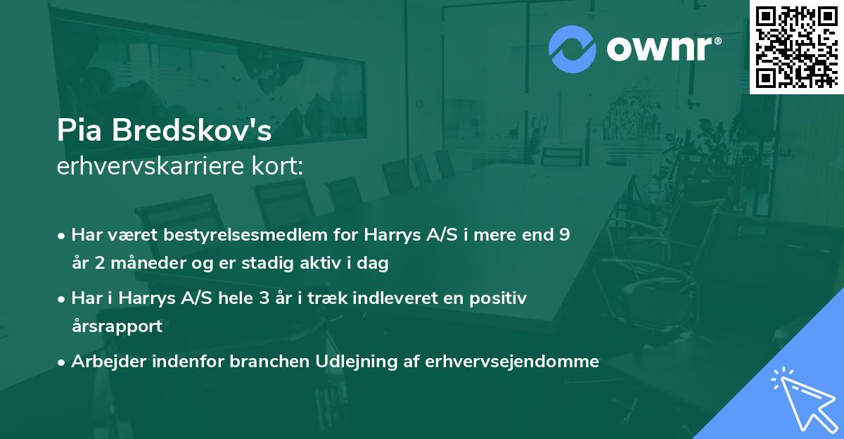 Pia Bredskov's erhvervskarriere kort