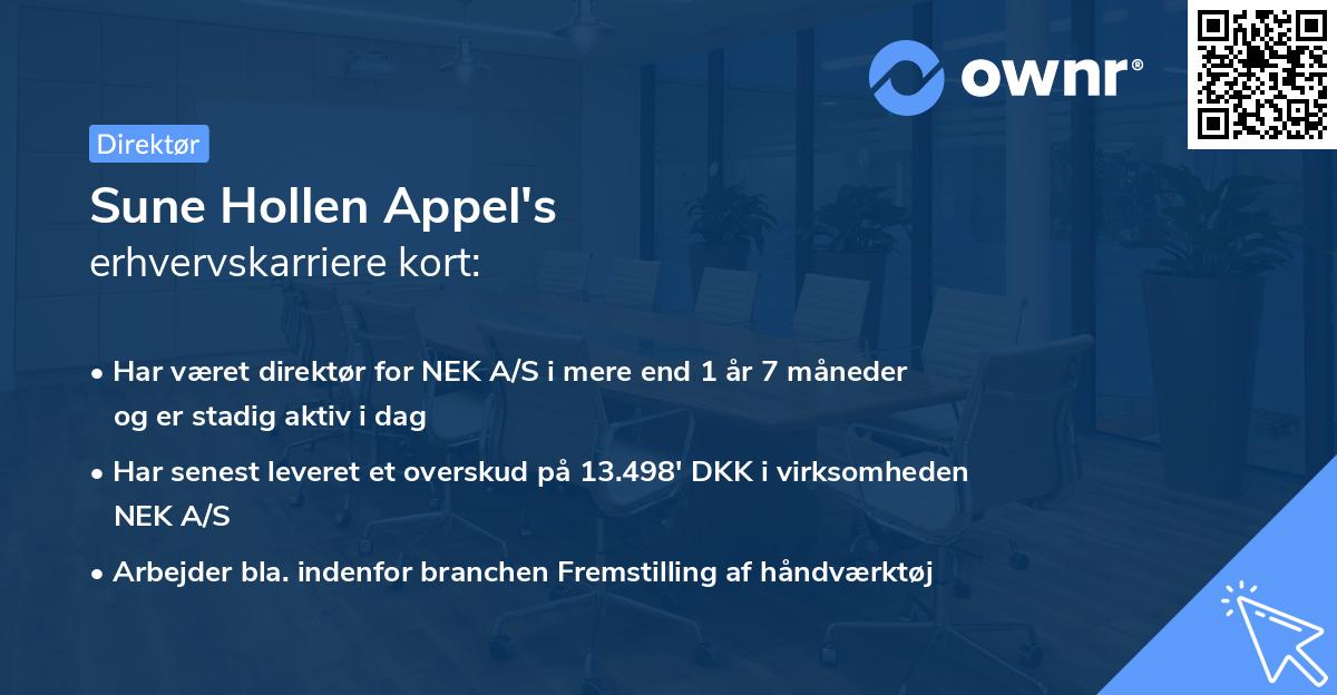 Sune Hollen Appel's erhvervskarriere kort