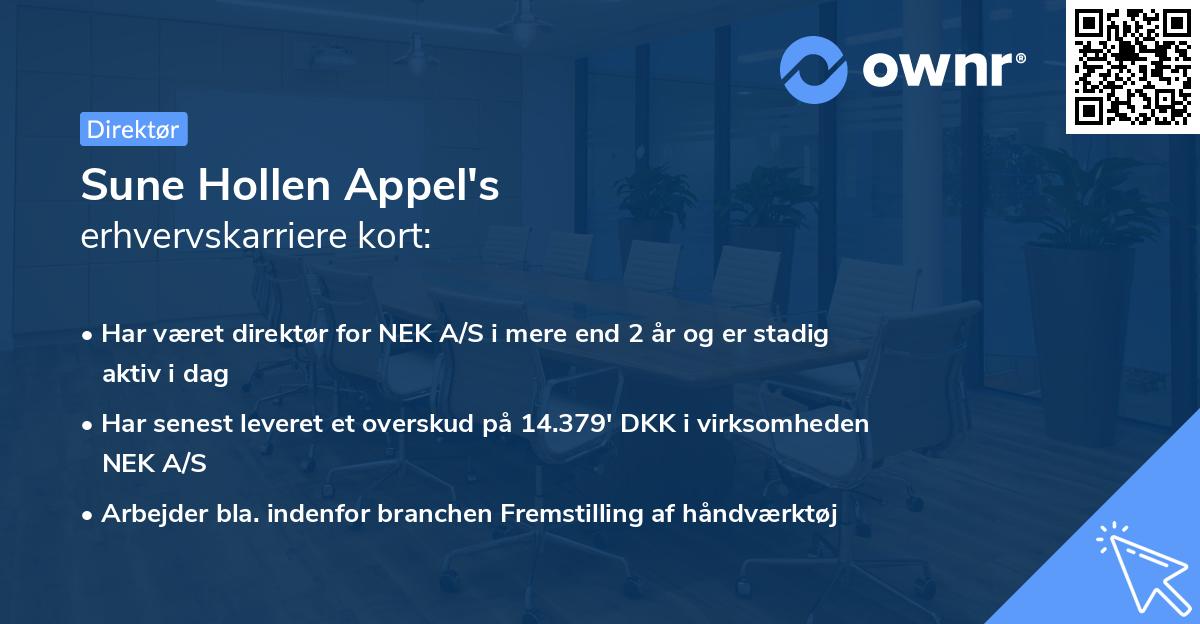 Sune Hollen Appel's erhvervskarriere kort