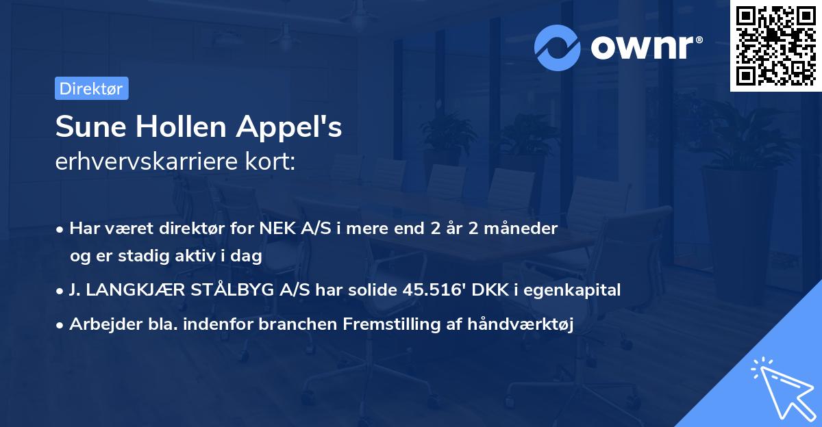Sune Hollen Appel's erhvervskarriere kort