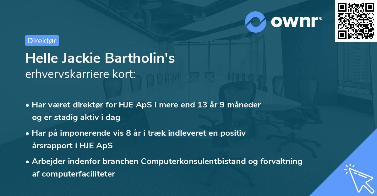 Helle Jackie Bartholin's erhvervskarriere kort