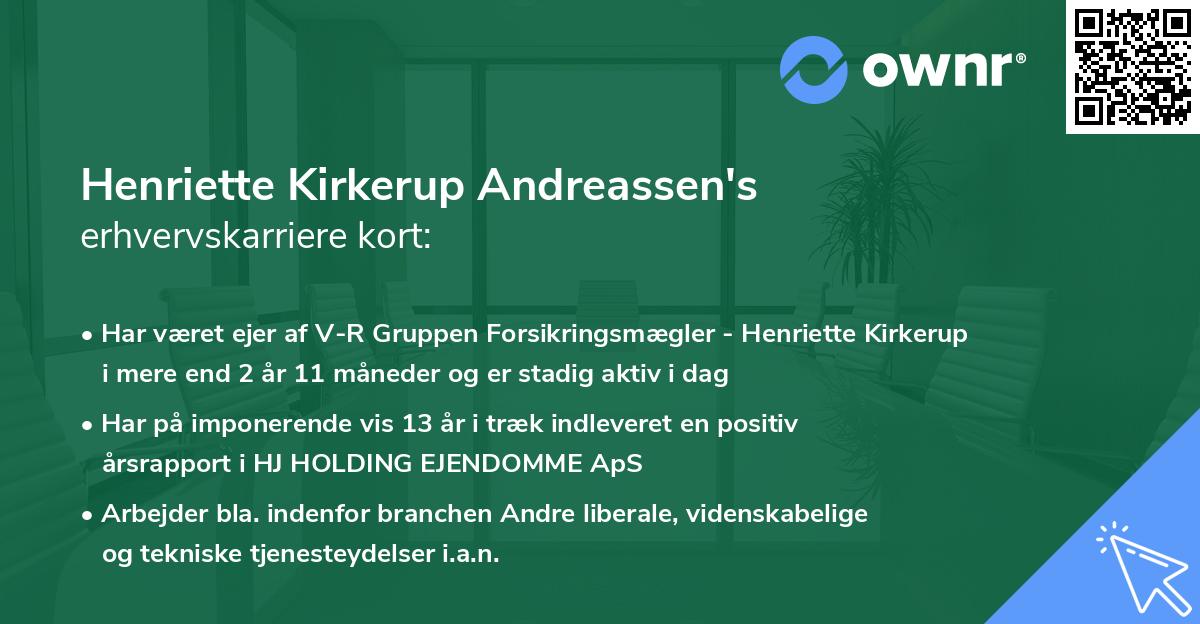 Henriette Kirkerup Andreassen's erhvervskarriere kort