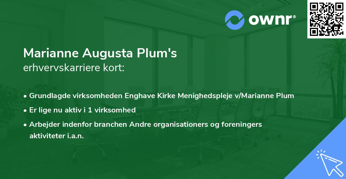 Marianne Augusta Plum's erhvervskarriere kort