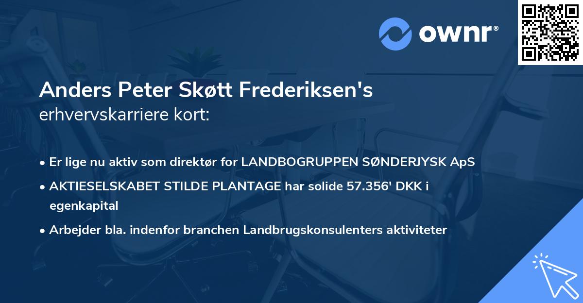 Anders Peter Skøtt Frederiksen's erhvervskarriere kort