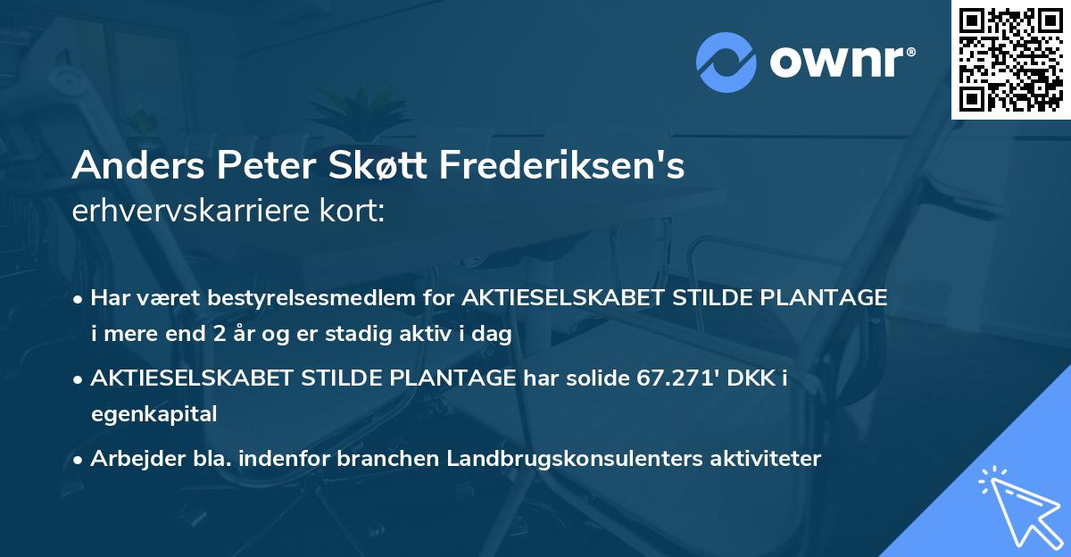 Anders Peter Skøtt Frederiksen's erhvervskarriere kort