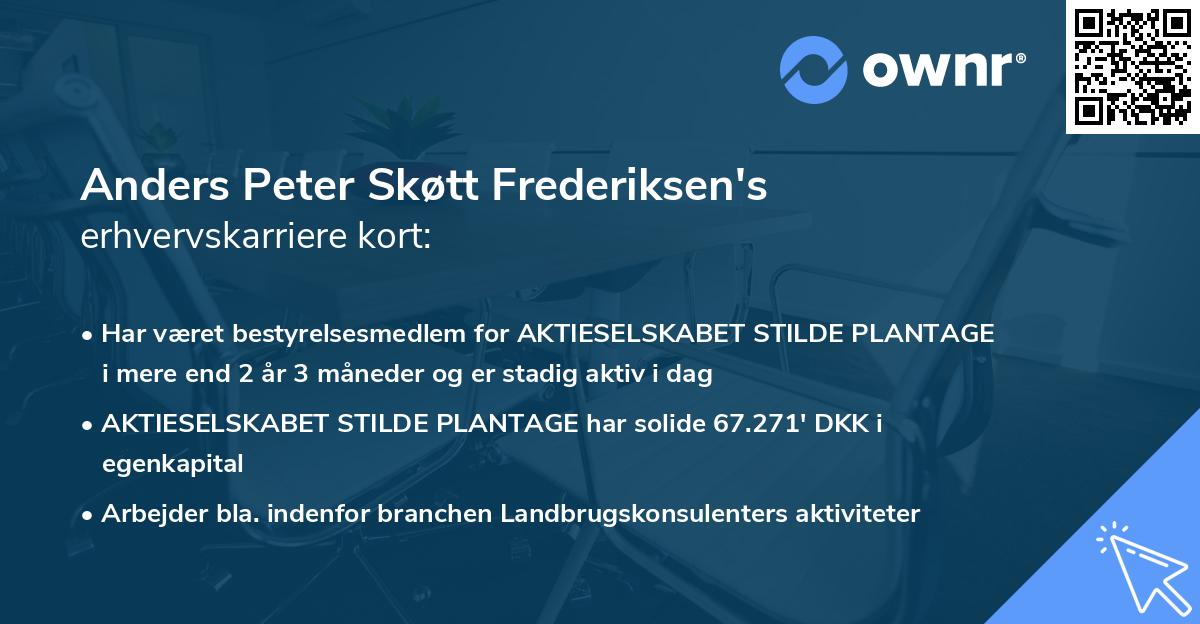 Anders Peter Skøtt Frederiksen's erhvervskarriere kort