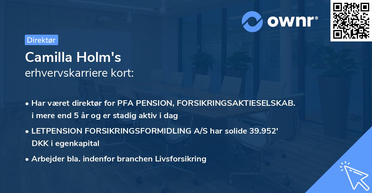Camilla Holm's erhvervskarriere kort