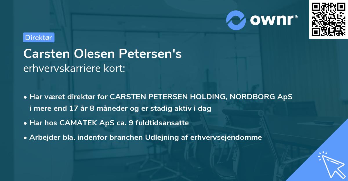 Carsten Olesen Petersen's erhvervskarriere kort