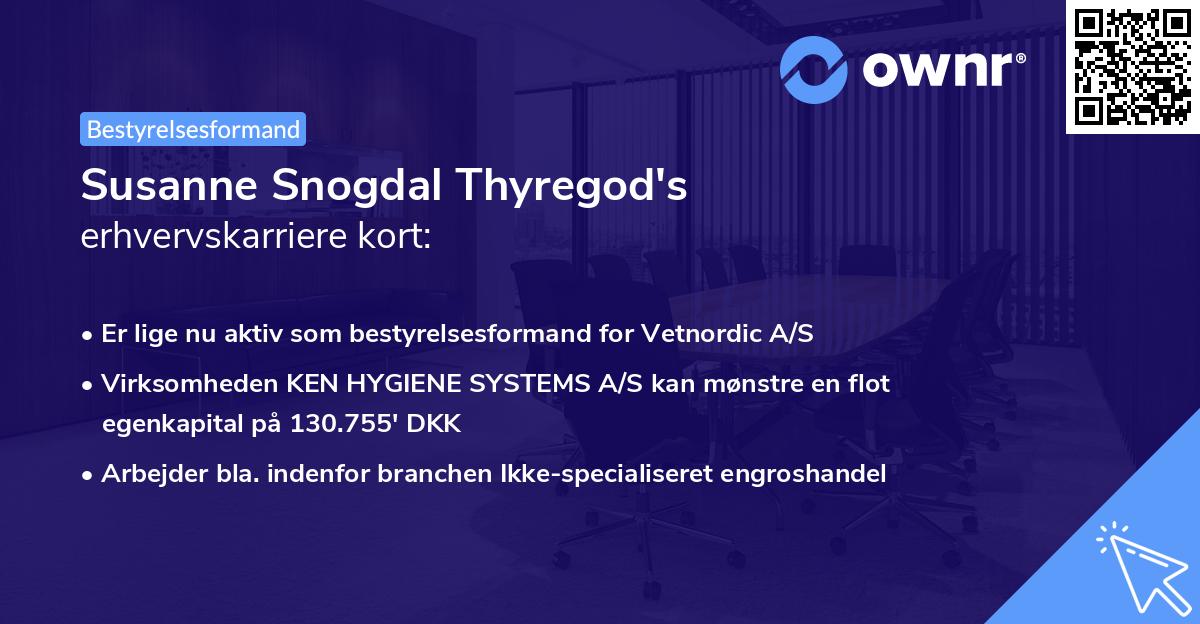 Susanne Snogdal Thyregod's erhvervskarriere kort