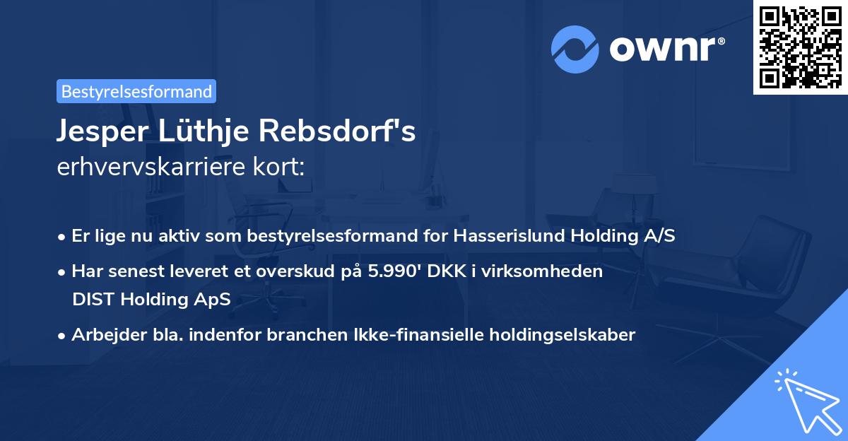 Jesper Lüthje Rebsdorf's erhvervskarriere kort