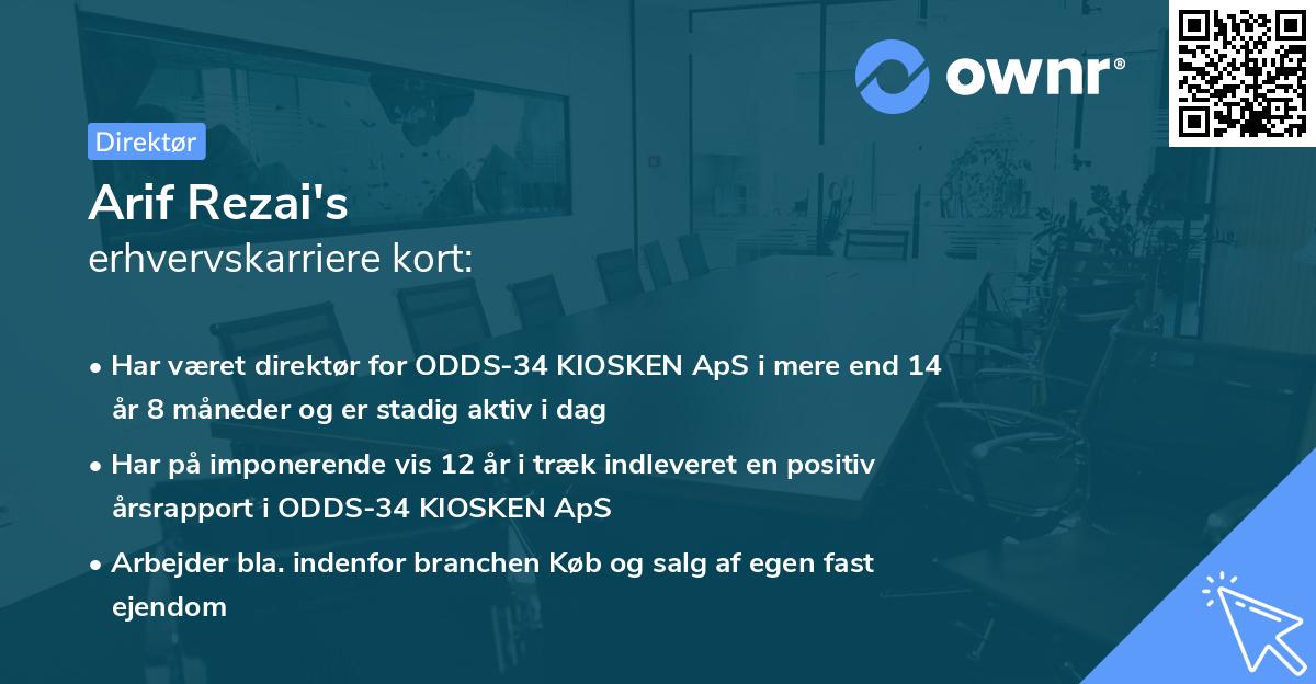 Arif Rezai's erhvervskarriere kort