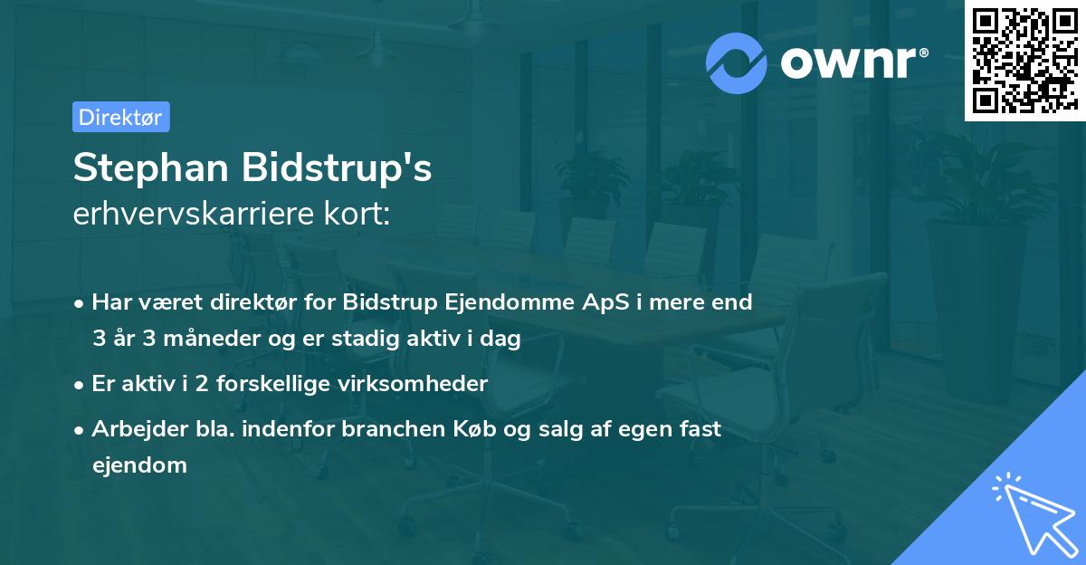 Stephan Bidstrup's erhvervskarriere kort