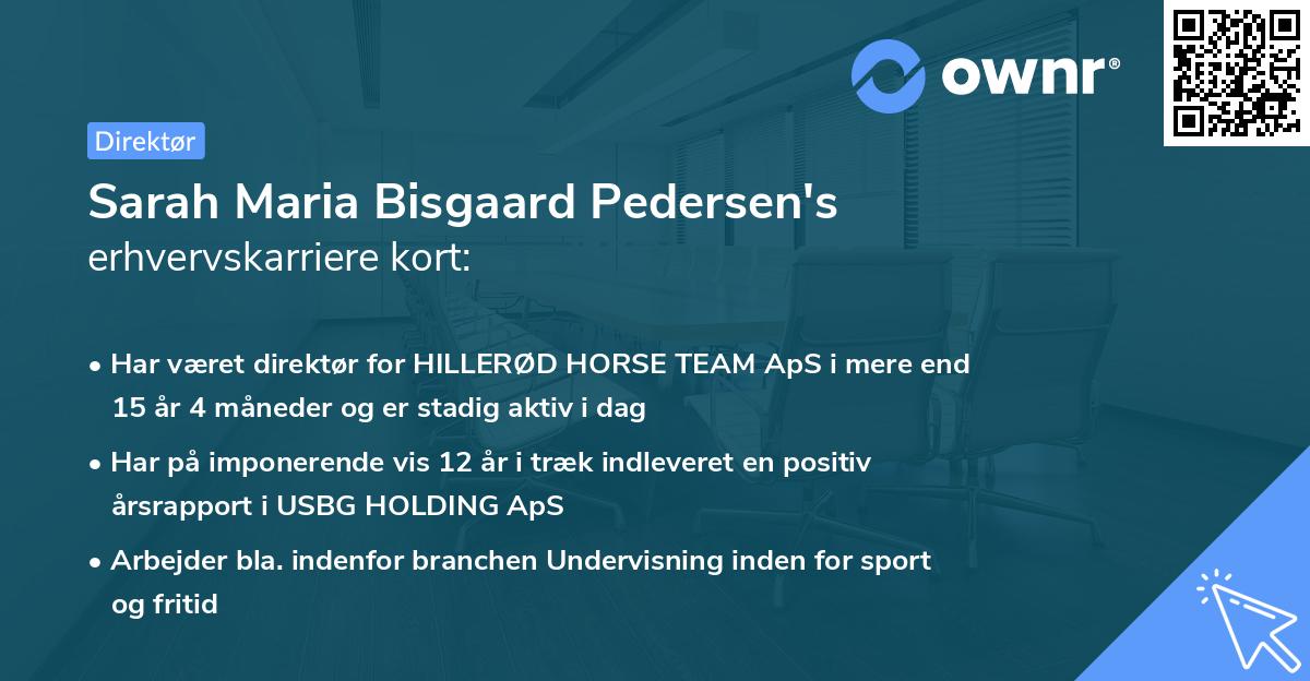 Sarah Maria Bisgaard Pedersen's erhvervskarriere kort
