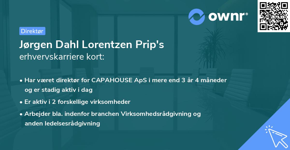 Jørgen Dahl Lorentzen Prip's erhvervskarriere kort