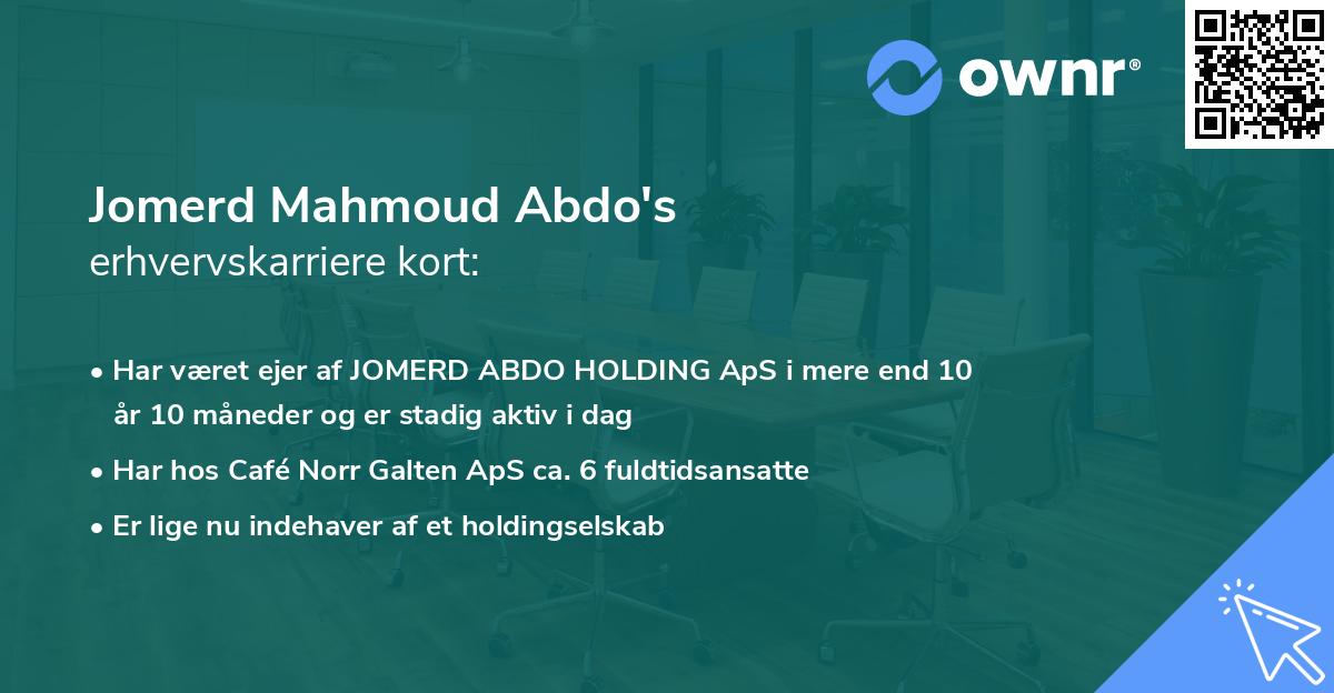 Jomerd Mahmoud Abdo's erhvervskarriere kort