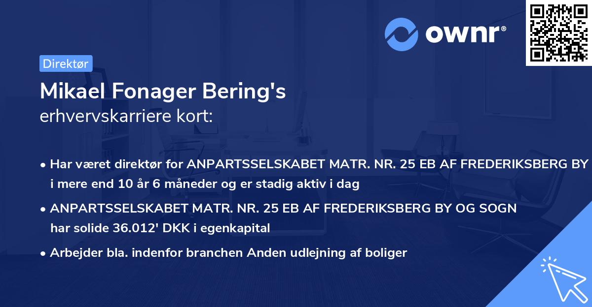 Mikael Fonager Bering's erhvervskarriere kort