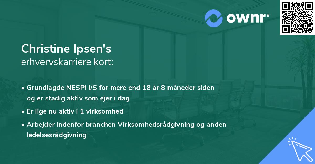 Christine Ipsen's erhvervskarriere kort