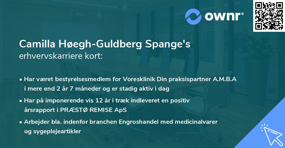 Camilla Høegh-Guldberg Spange's erhvervskarriere kort