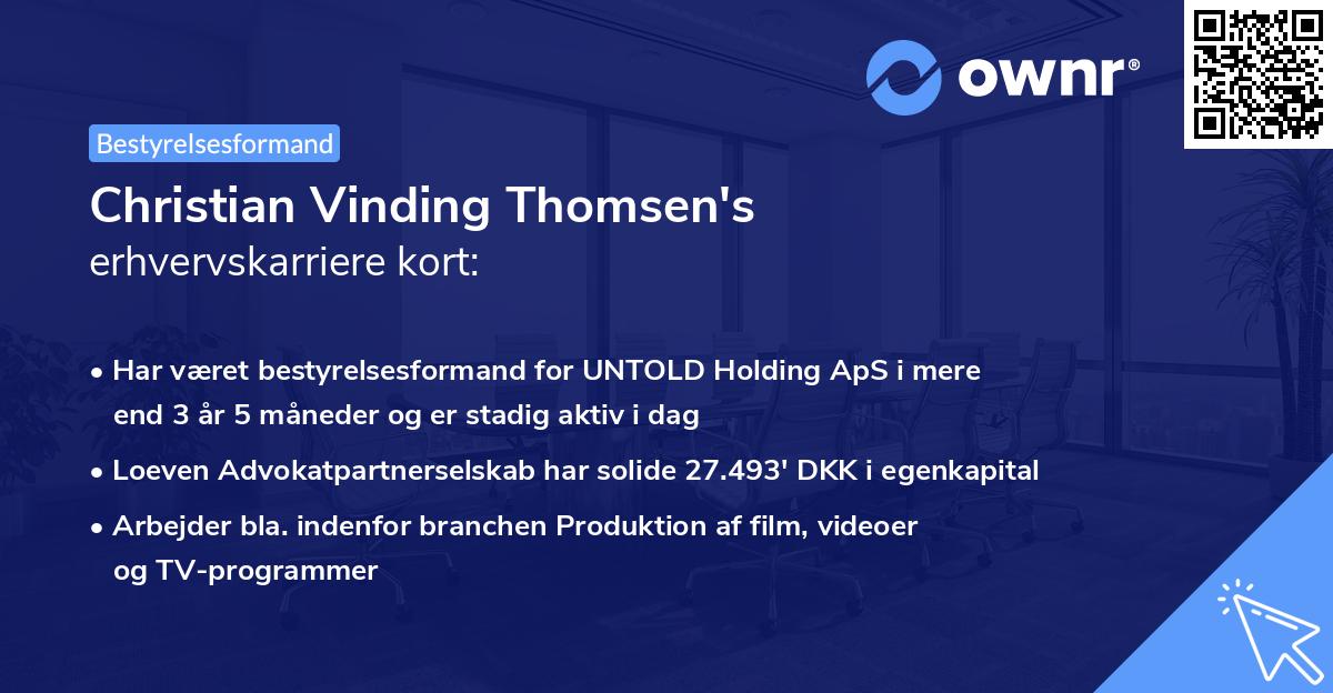 Christian Vinding Thomsen's erhvervskarriere kort