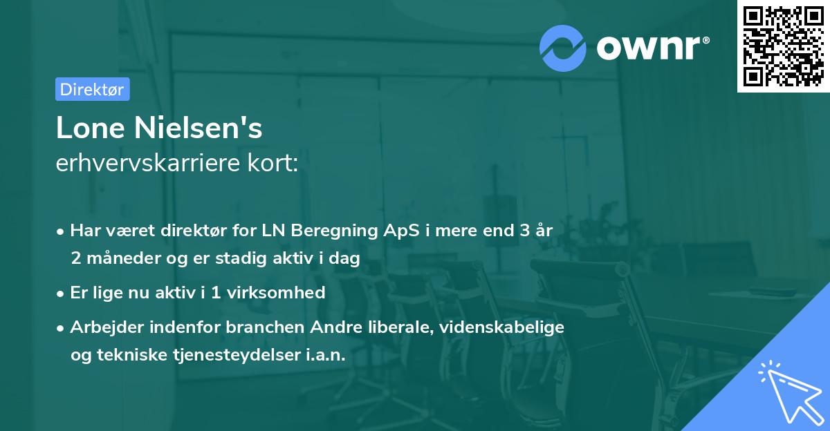 Lone Nielsen's erhvervskarriere kort