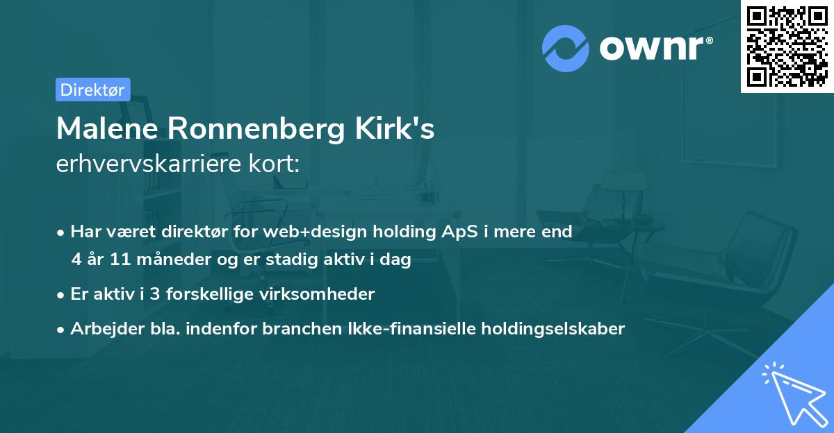 Malene Ronnenberg Kirk's erhvervskarriere kort