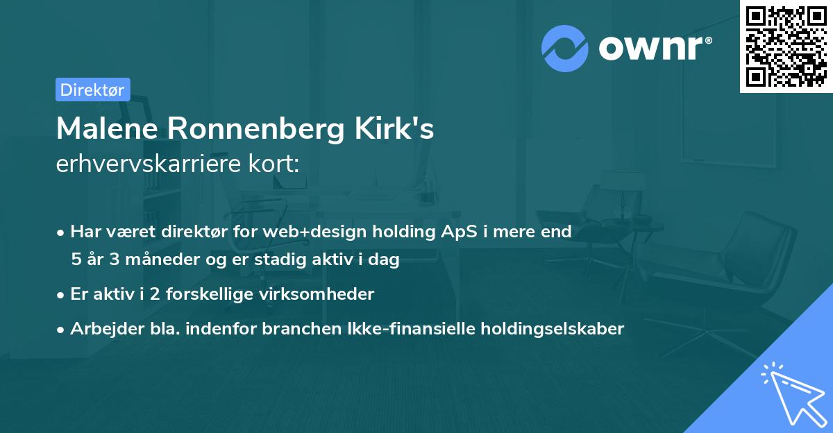 Malene Ronnenberg Kirk's erhvervskarriere kort
