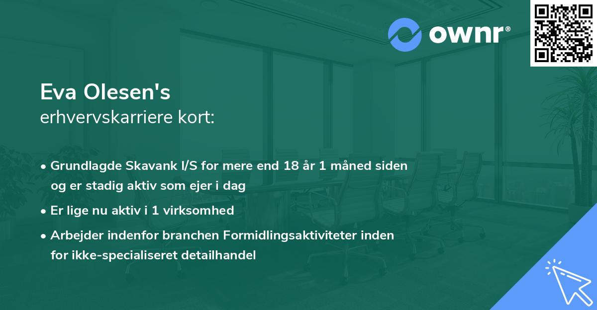 Eva Olesen's erhvervskarriere kort