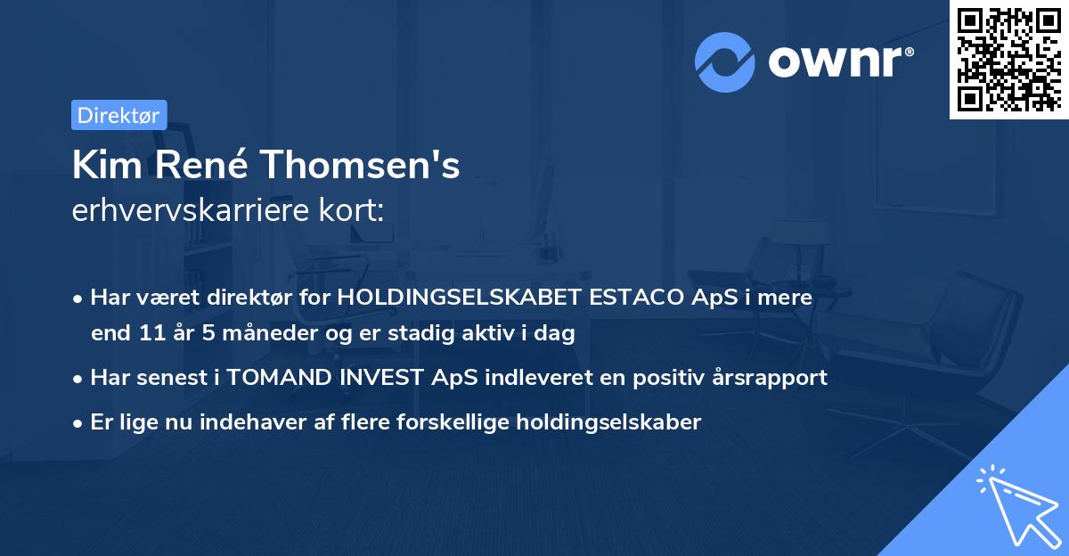 Kim René Thomsen's erhvervskarriere kort