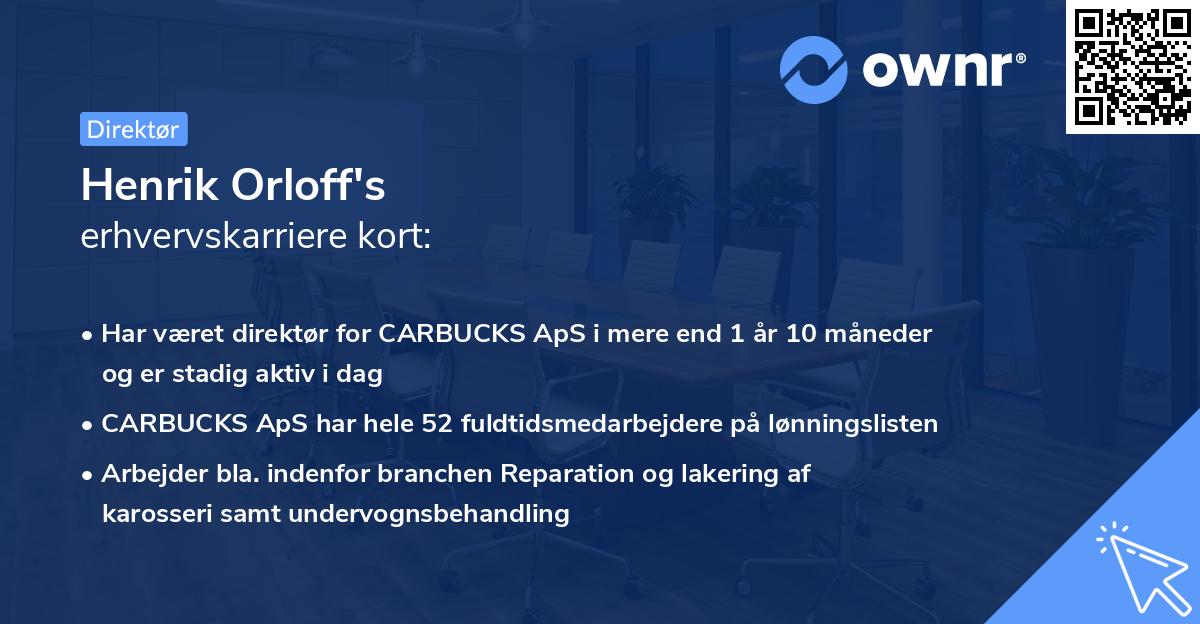 Henrik Orloff's erhvervskarriere kort