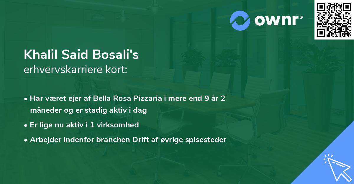 Khalil Said Bosali's erhvervskarriere kort
