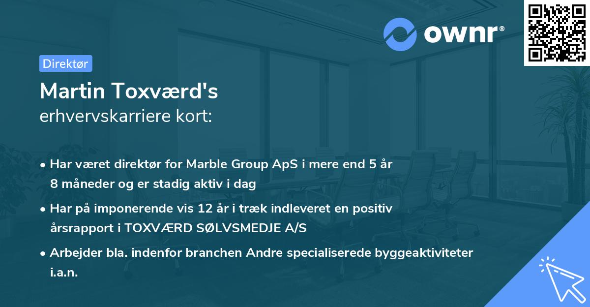Martin Toxværd's erhvervskarriere kort