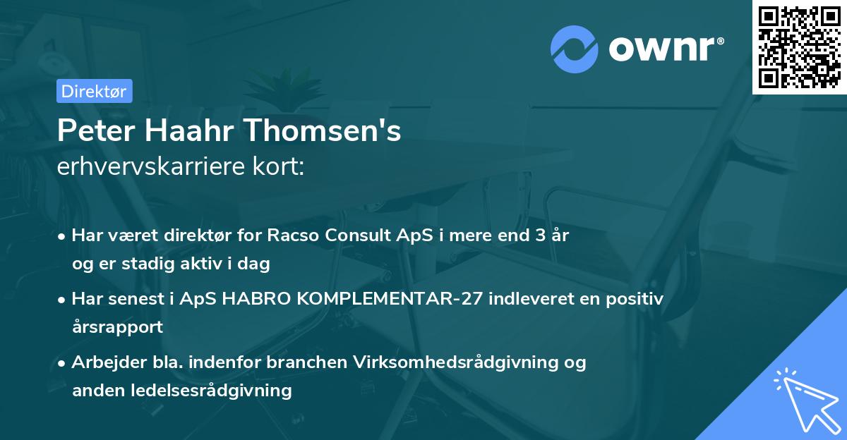 Peter Haahr Thomsen's erhvervskarriere kort