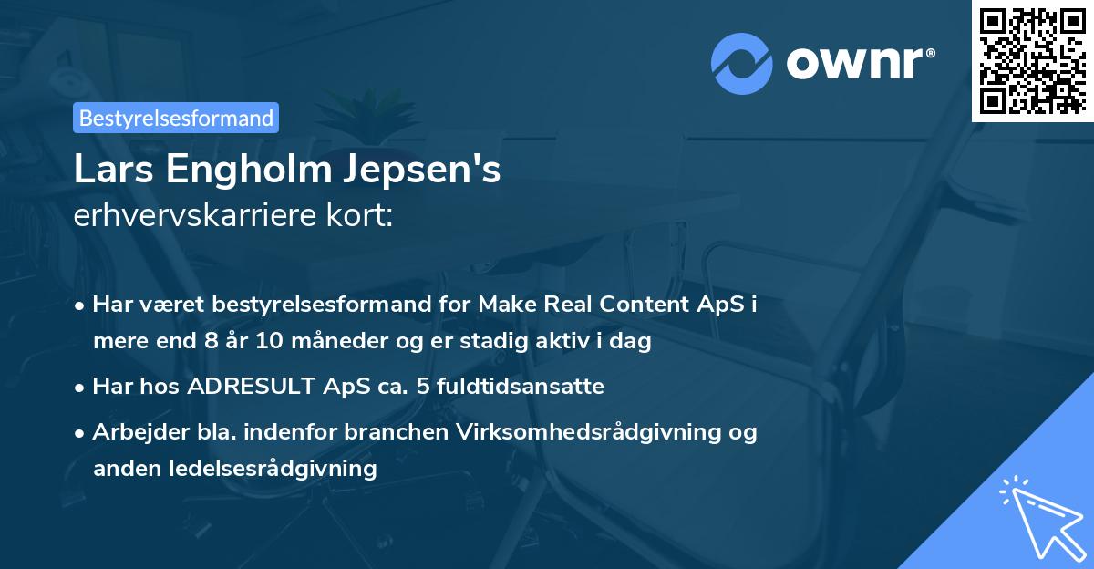 Lars Engholm Jepsen's erhvervskarriere kort
