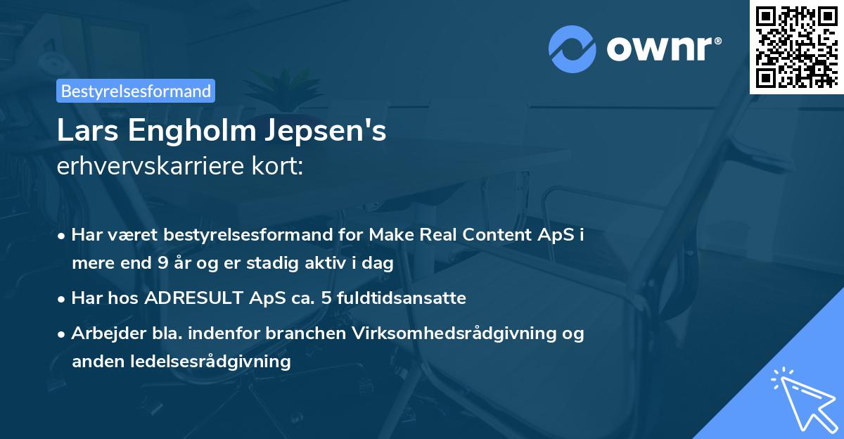 Lars Engholm Jepsen's erhvervskarriere kort
