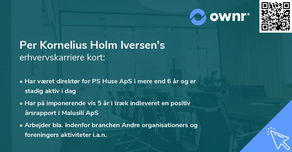Per Kornelius Holm Iversen's erhvervskarriere kort