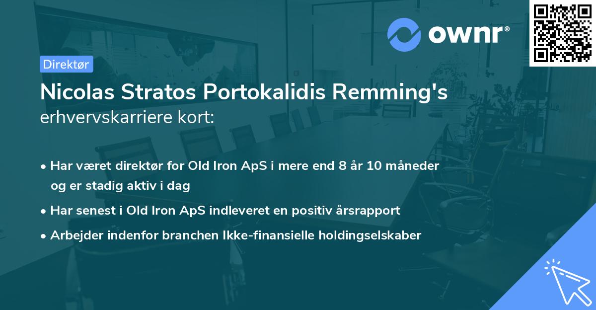 Nicolas Stratos Portokalidis Remming's erhvervskarriere kort