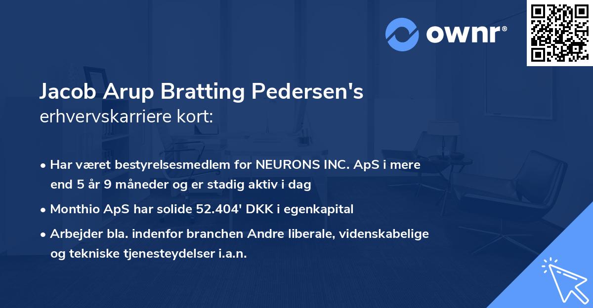 Jacob Arup Bratting Pedersen's erhvervskarriere kort