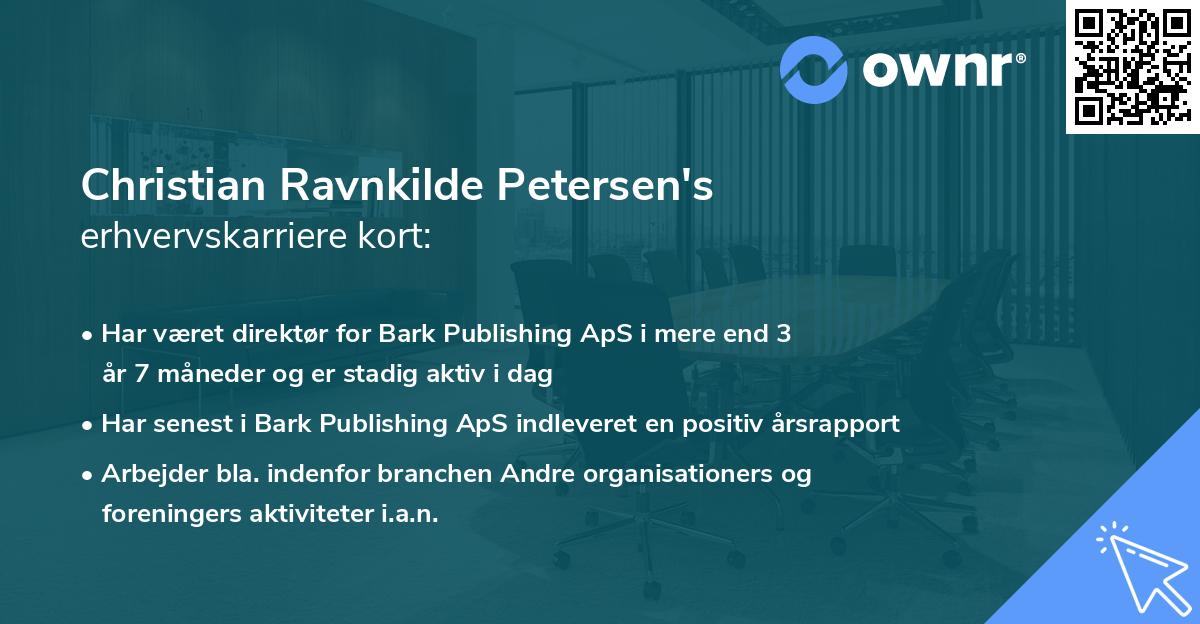 Christian Ravnkilde Petersen's erhvervskarriere kort