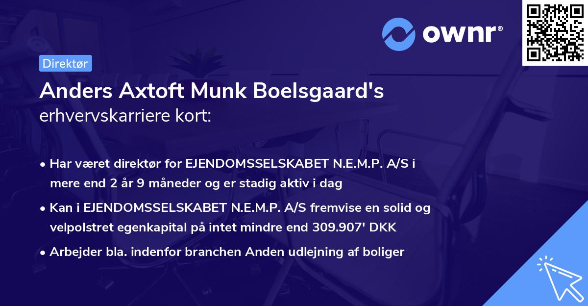 Anders Axtoft Munk Boelsgaard's erhvervskarriere kort