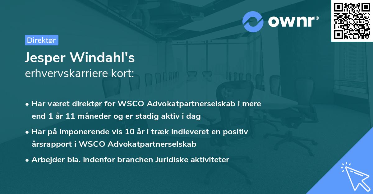 Jesper Windahl's erhvervskarriere kort