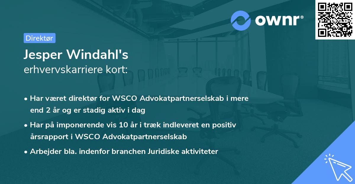 Jesper Windahl's erhvervskarriere kort