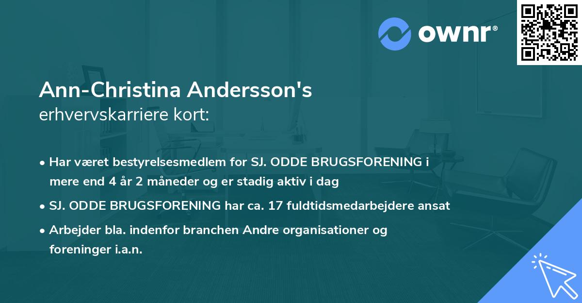 Ann-Christina Andersson's erhvervskarriere kort