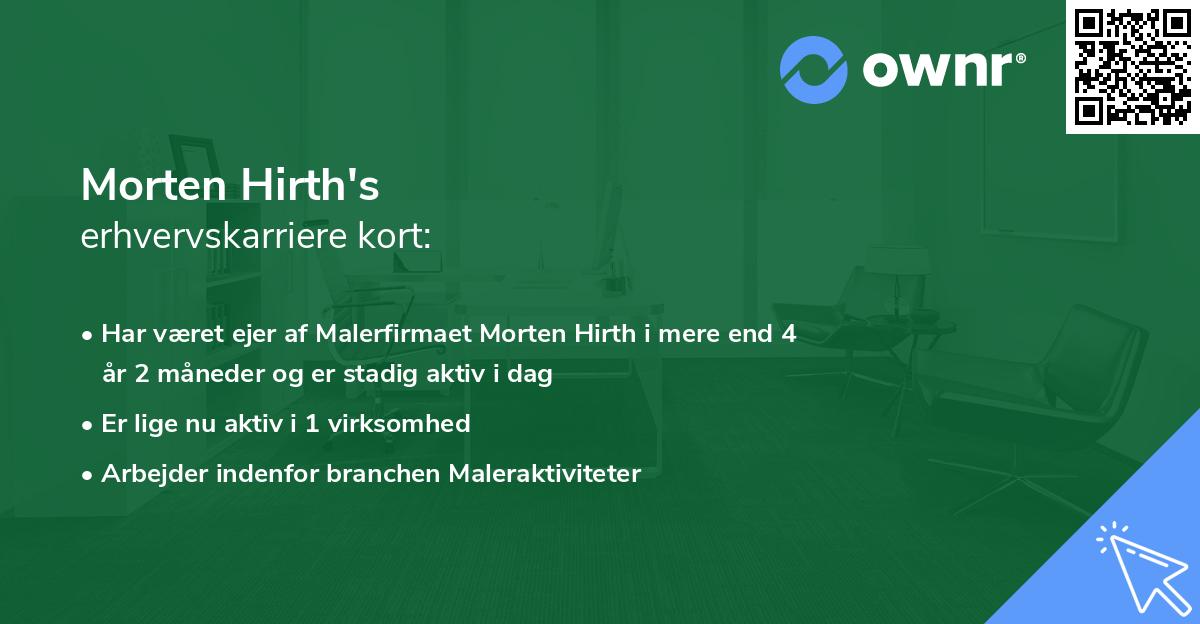 Morten Hirth's erhvervskarriere kort