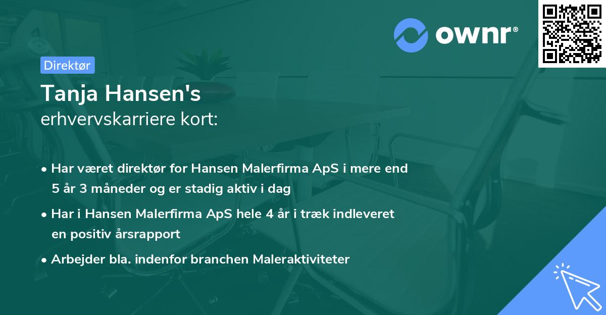 Tanja Hansen's erhvervskarriere kort