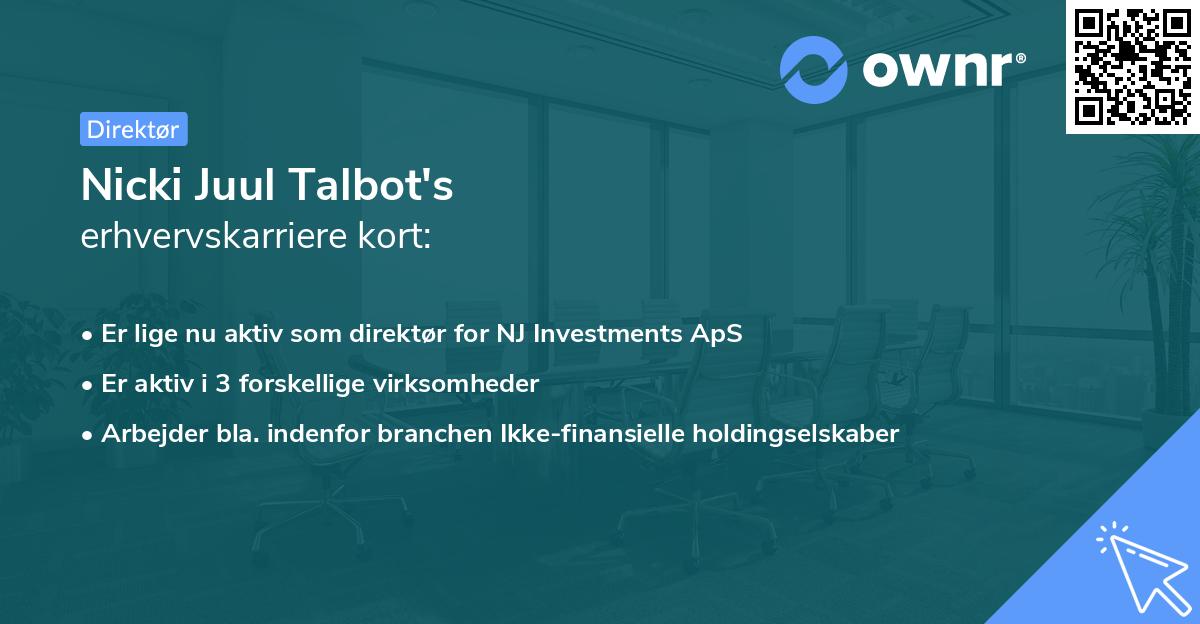 Nicki Juul Talbot's erhvervskarriere kort