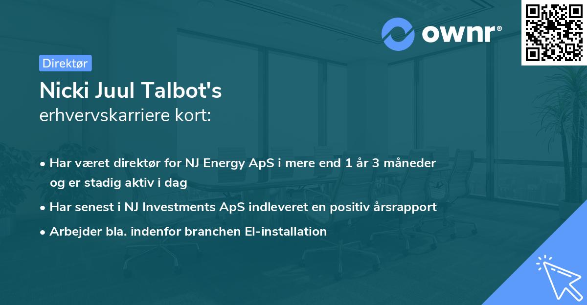 Nicki Juul Talbot's erhvervskarriere kort