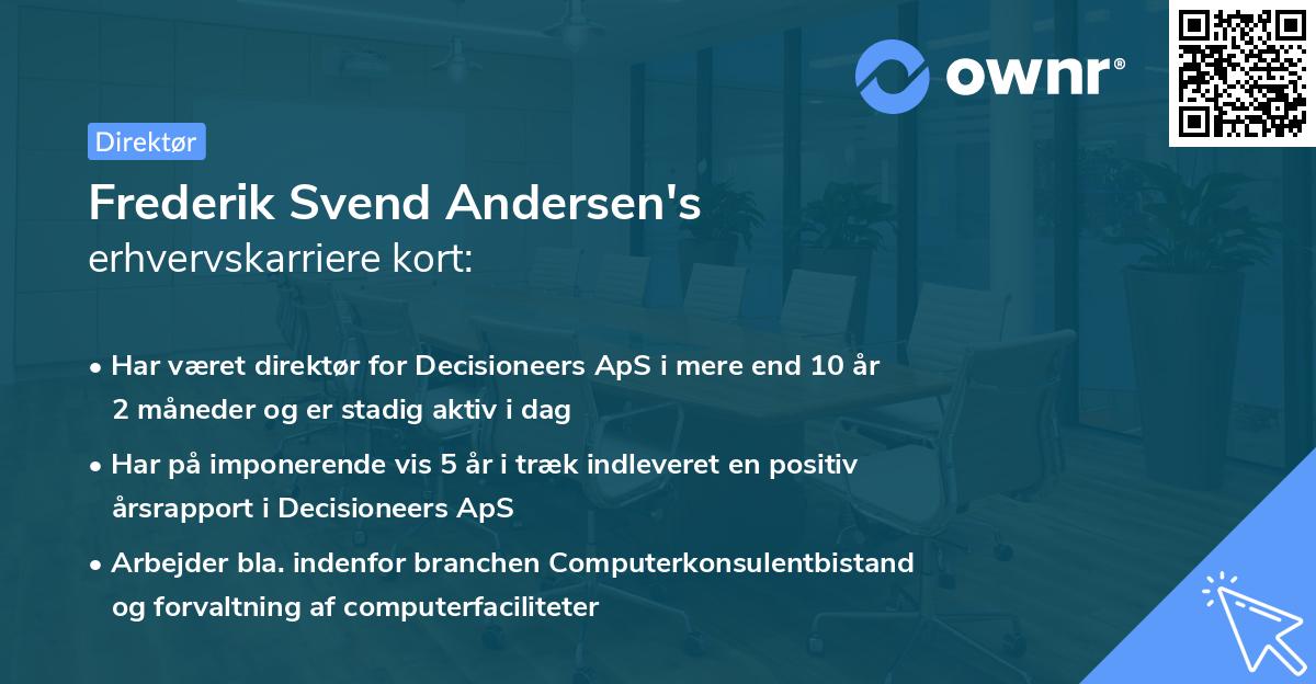 Frederik Svend Andersen's erhvervskarriere kort