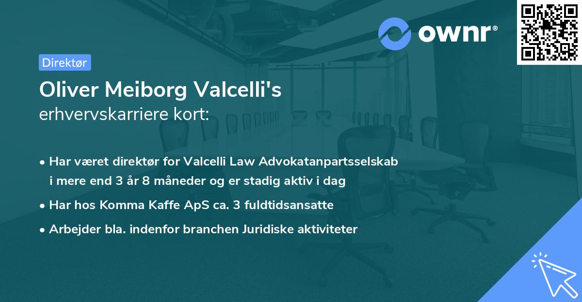 Oliver Meiborg Valcelli's erhvervskarriere kort